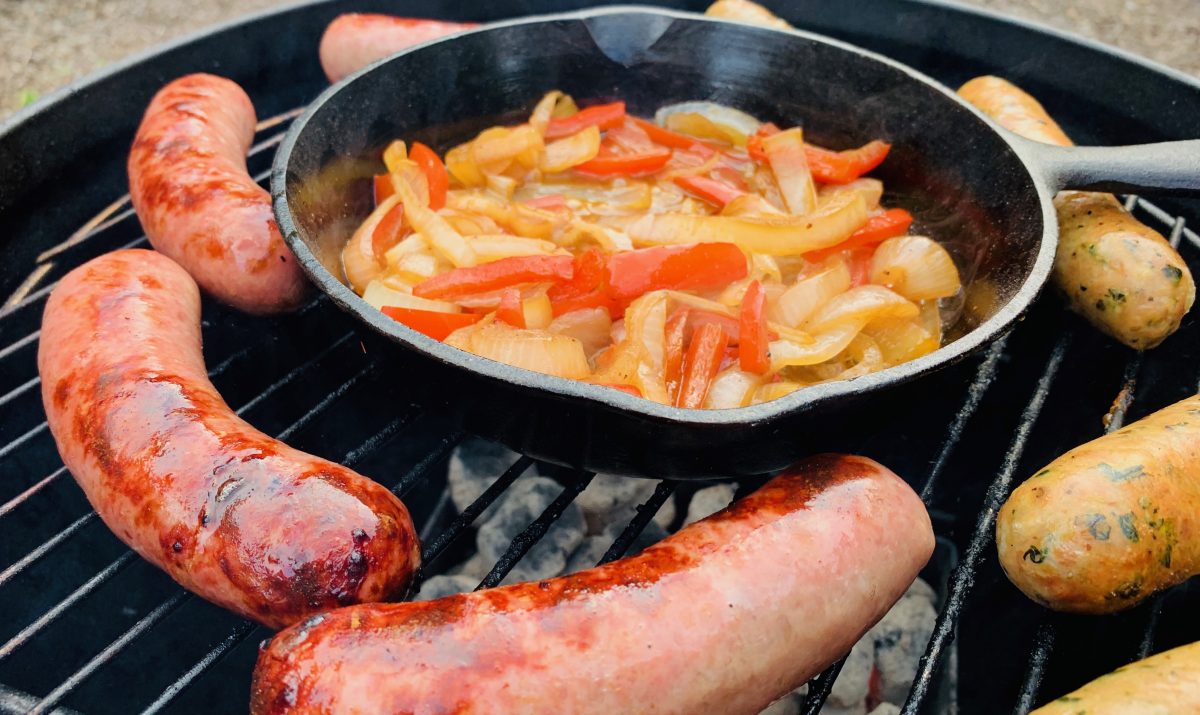 Po Man Brats with Peppers and Onions