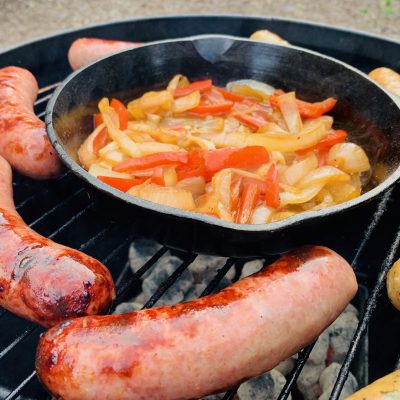 Po Man Brats with Peppers and Onions